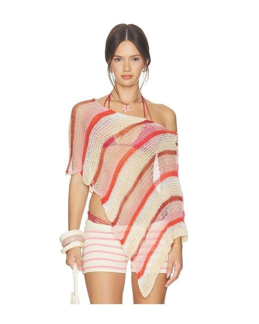 Indah Pink Gia Stripe Handknit Shawl