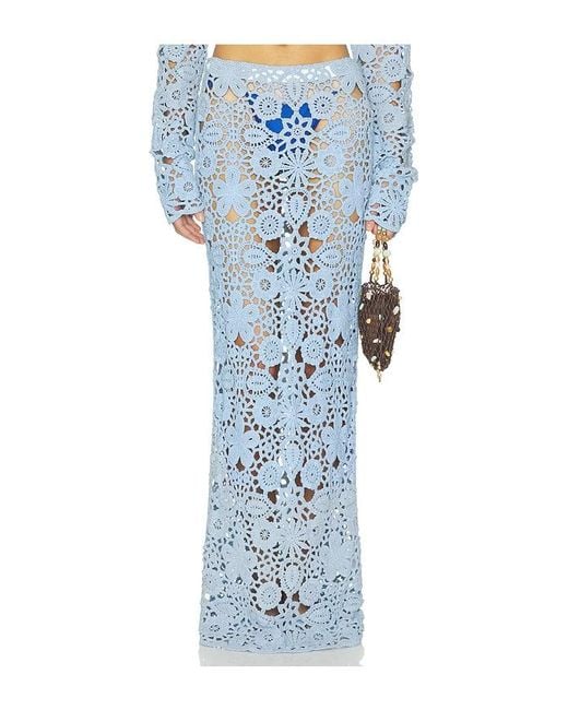 SNDY'S Blue Tala Crochet Maxi Skirt