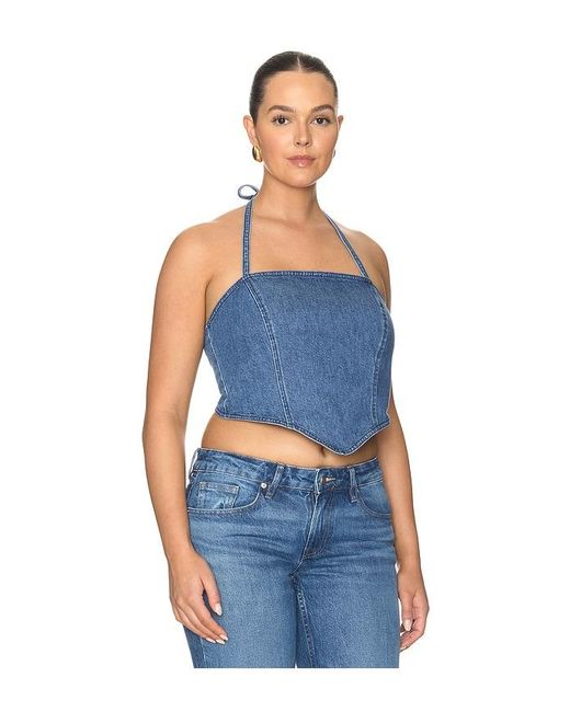 GOOD AMERICAN Blue Denim Recess Top