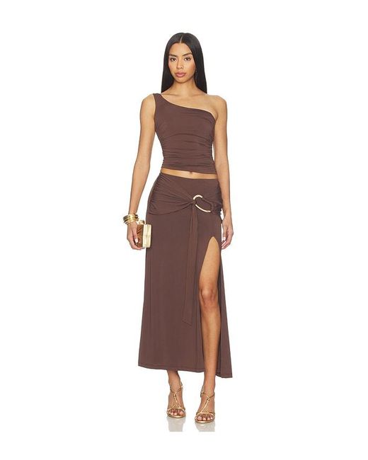 Bardot Brown Dion Detail Midi Skirt