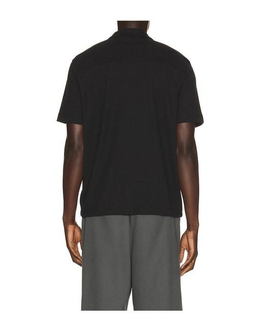 Vince Black Mesh Knit Cotton Blend Cabana Shirt for men