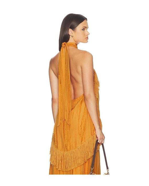 YELLOW THE LABEL Orange Jones Fringe Top