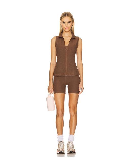 Beyond Yoga Brown Venice Zip Front Vest