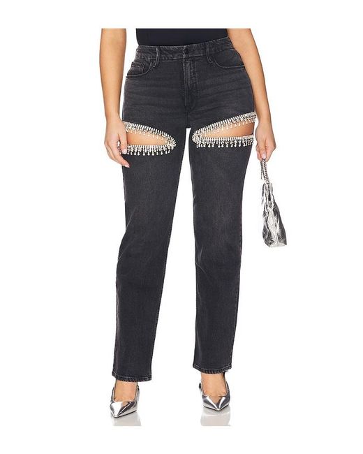 GOOD AMERICAN Black Good Icon Straight Diamond Jeans