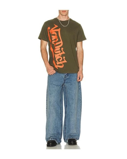 Von Dutch Orange Vertical Logo Tee for men