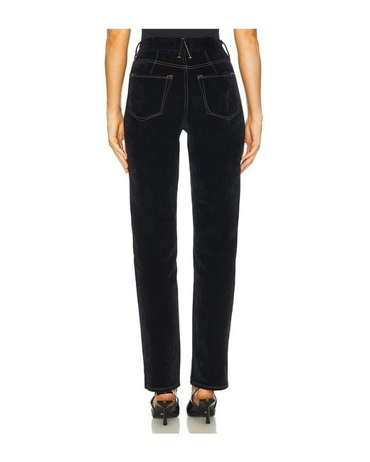 GOOD AMERICAN Black Good Icon Straight Velvet Denim Jeans