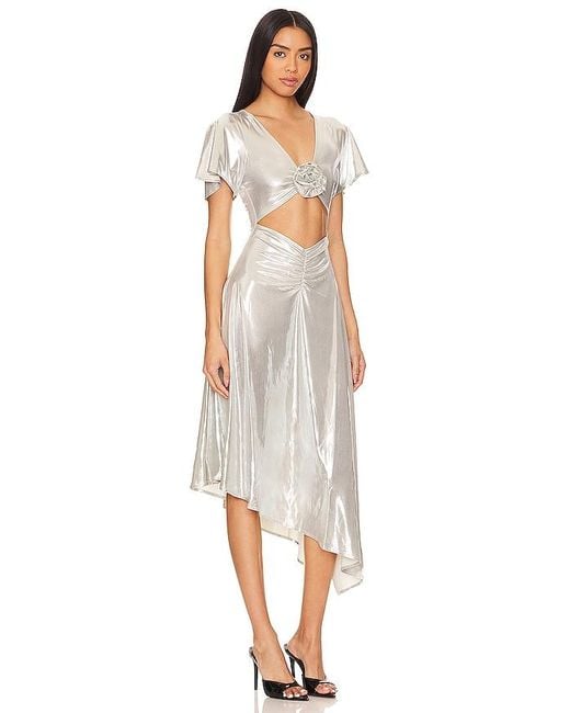 WeWoreWhat White Asymmetrical Cutout Foil Dress