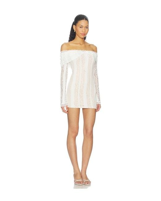 MORE TO COME White Annabelle Off Shoulder Mini Dress