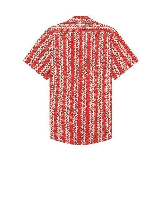 Oas Red Scribble Cuba Net Shirt for men