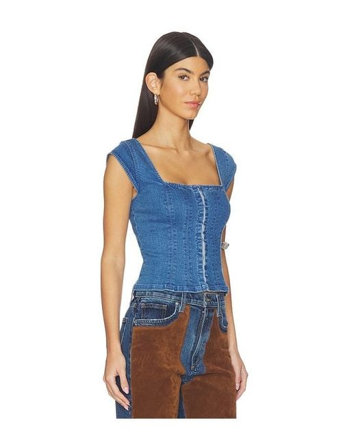 Free People Blue Marilyn Denim Corset