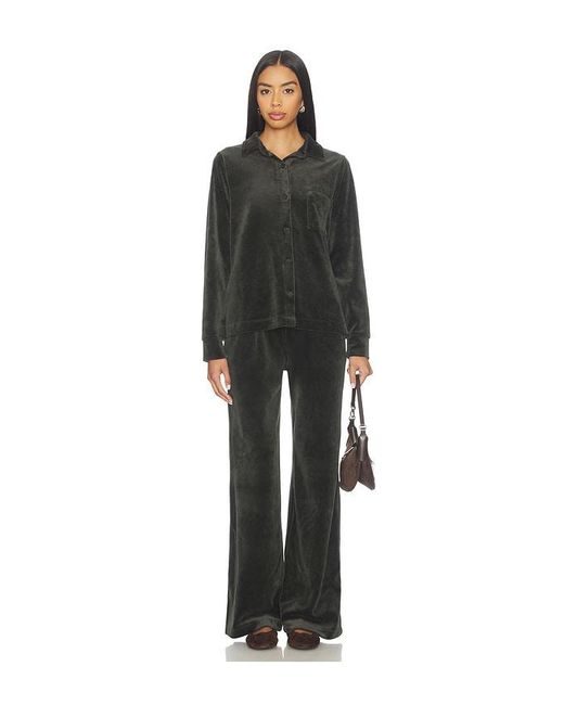 Bobi Black Rib Mix Wide Leg Pant