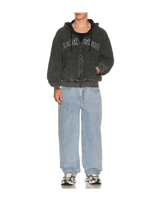 Badfriend Black Waffle Knit Full Zip Hoodie for men