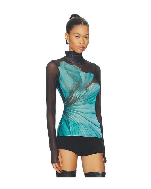 AFRM Blue Zadie Power Mesh Top