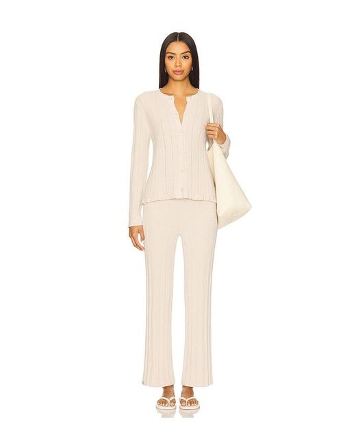 Barefoot Dreams Natural Cozychic Ultra Lite Cable Knit Cardigan With Ruffle