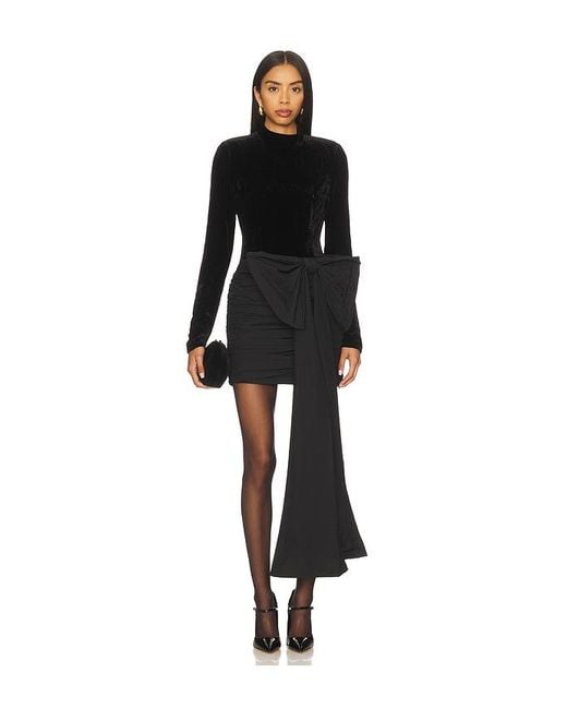 ROTATE BIRGER CHRISTENSEN Black Velvet Bow Mini Dress