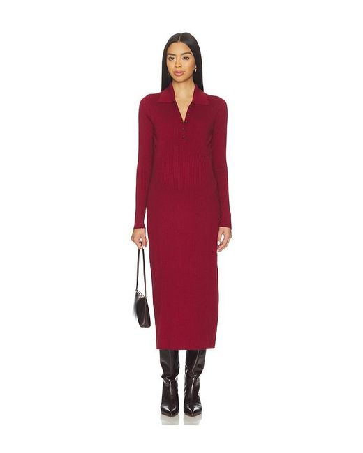 HATCH Red The Averie Polo Rib Sweater Dress