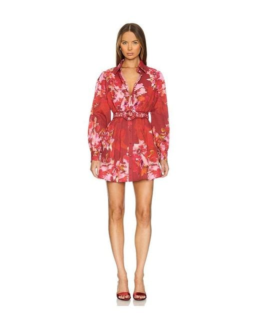 Hemant & Nandita Red Short Dress With Buckle Belt