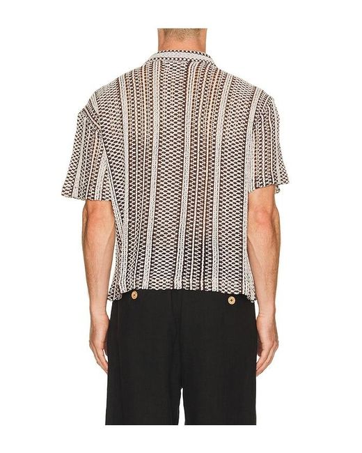 Percival Black Hugh Crochet Cuban Shirt for men