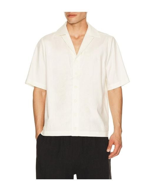 Central Park West White Anderson Paisley Embroidered Button Down Shirt for men