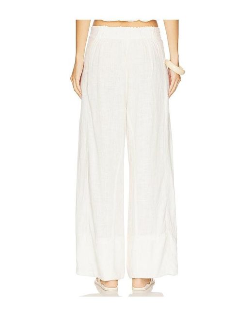 Free People White Days End Linen Pull On Pant