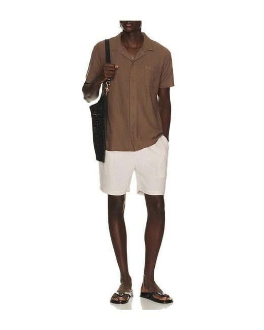Vintage Summer Brown Beach Pique Camp Shirt for men