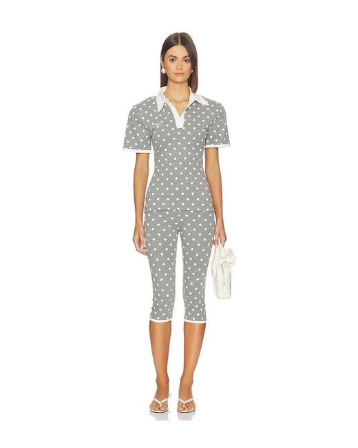 ROWEN ROSE White Polka Dots Signature Polo