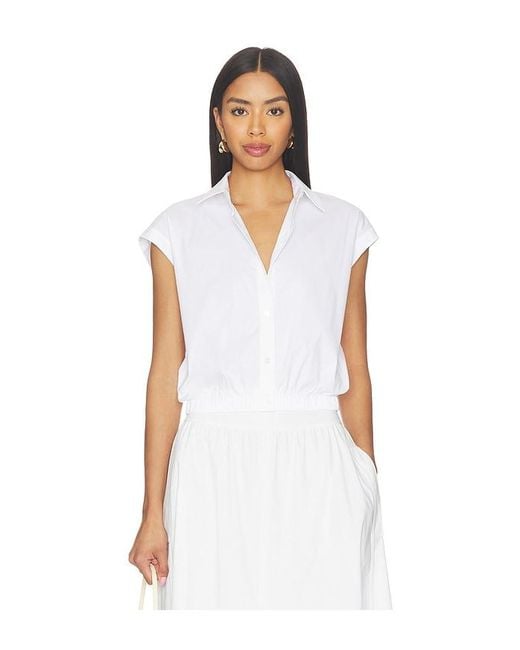 Theory White Cropped Elastic Shirt