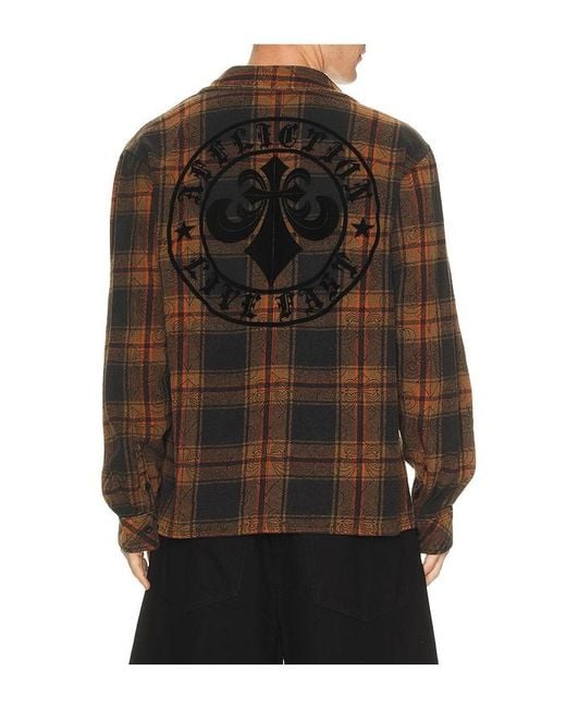 Affliction Black Live Fast Flannel Shirt for men
