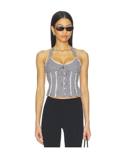 GUIZIO Blue Marini Gingham Corset Top
