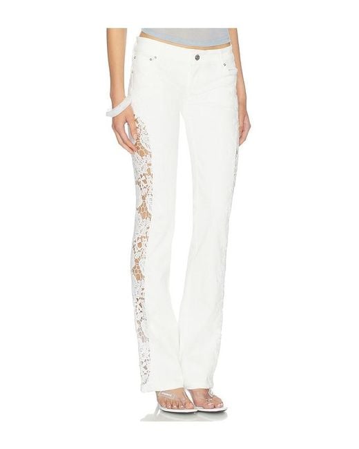 Jaded London White Cooper Jeans With Lace Applique