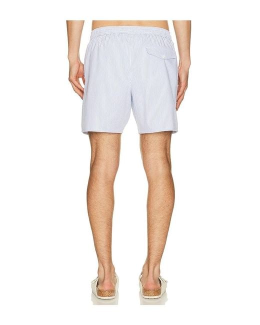 Lacoste Blue Mid Length Striped Textured Swim Trunk for men