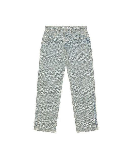 Ryoko Rain Green Seigaiha Jacquard Denim Jeans for men