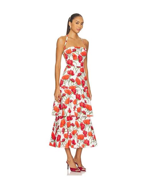 MILLY Red Midi-Kleid Peonia