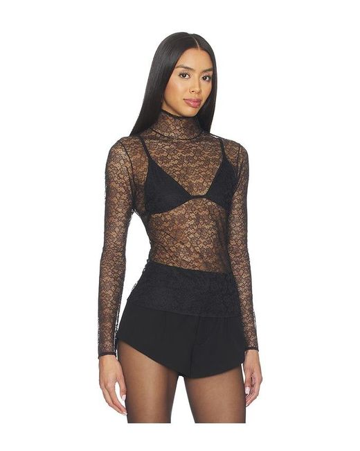 Kiki de Montparnasse Black Petite Fleur Ls Turtleneck Top