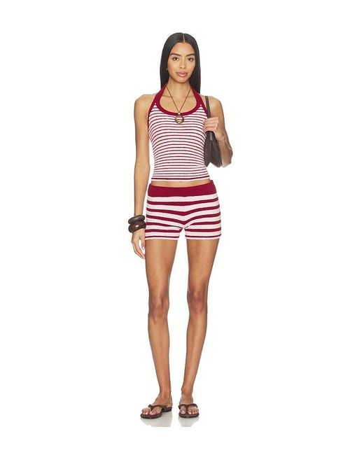 De Rococo Red Boucle Halter Neck Top