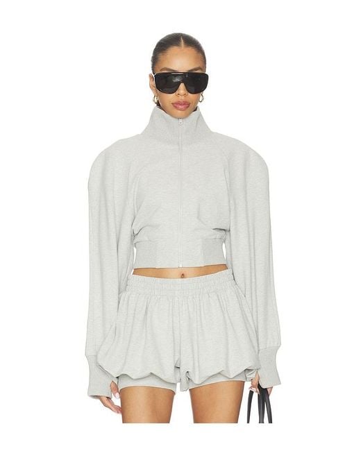 Norma Kamali White Oversized Turtle Bomber Jacket