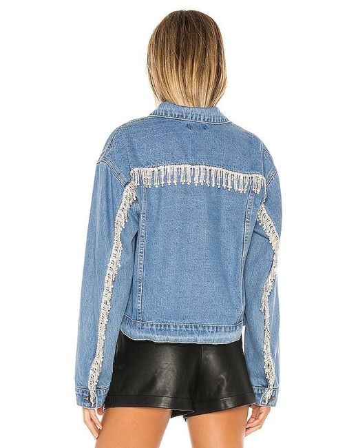superdown Blue Raya Rhinestone Fringe Jacket