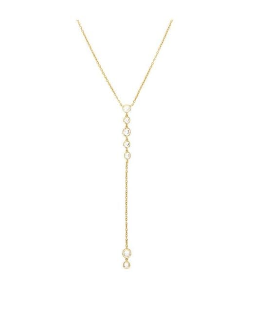 By Adina Eden White Multi Bezel Stone Drop Lariat Necklace