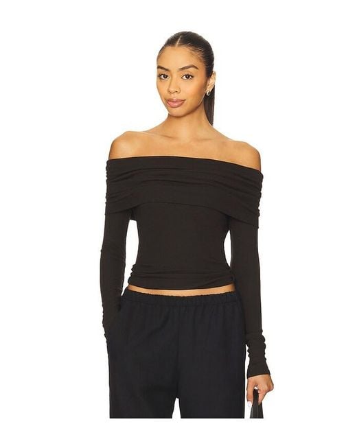 Enza Costa Black Off Shoulder Top