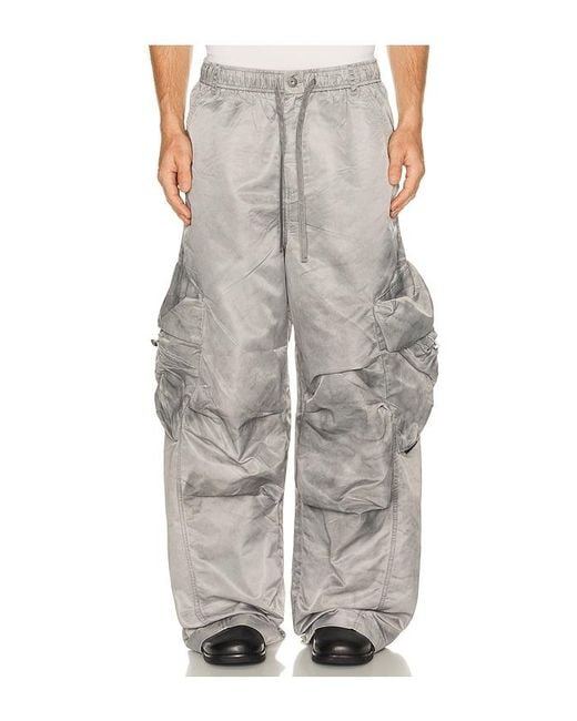 Feng Chen Wang Gray Sand Washed Nylon Cargo Pants for men