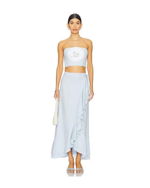 Rosewater House Blue Golestan Ruffle Skirt