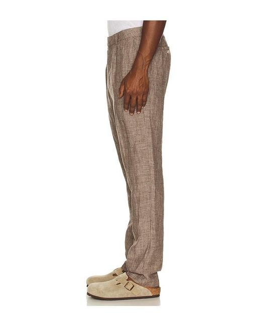 Onia Natural Linen Tapered Pleated Trouser for men