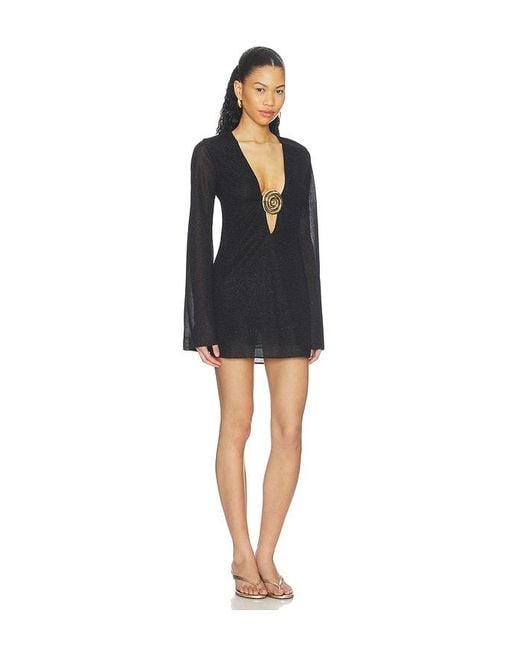 Oseree Black Lumiere Spiral Kaftan Dress