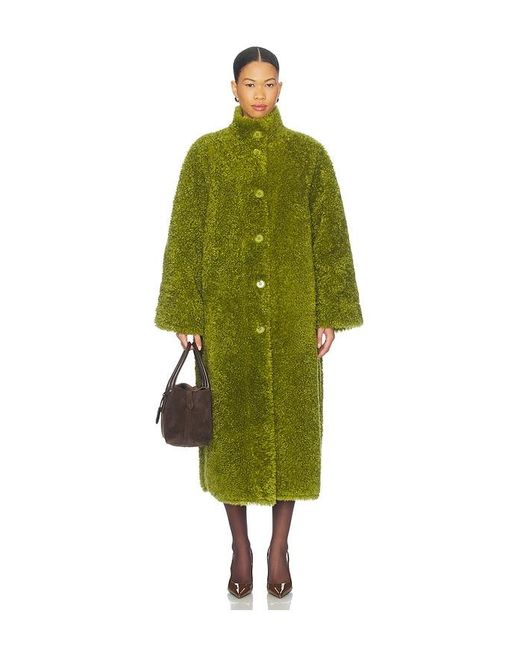 Essentiel Antwerp Green Ispot Faux Fur Coat