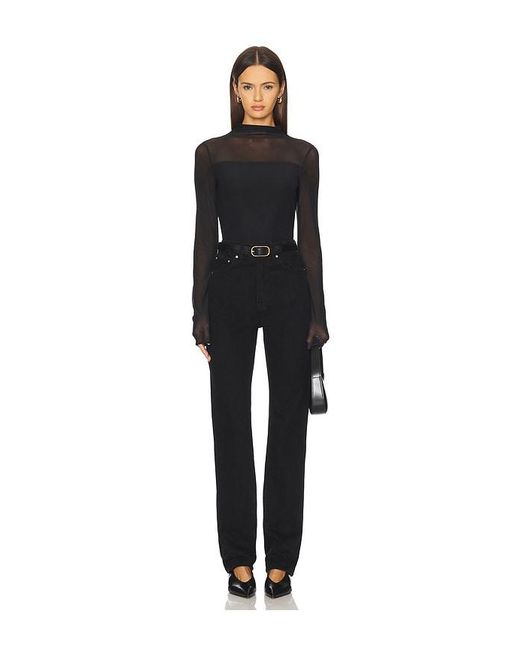 Rag & Bone Black Luca Double Layer Mock Neck Long Sleeve
