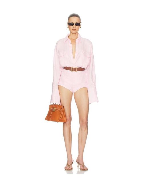 Helsa Pink Washed Linen Micro Short