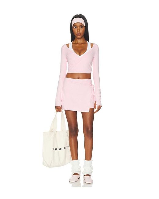 Runaway the Label Pink Katia Wrap Side Tie Skort