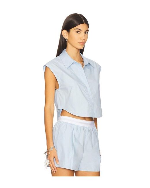 Cropped Button Down Sleeveless Shirt With Necklace En Color Bebe Azul Talla (También En M, S, Xs) Alexander Wang de color White