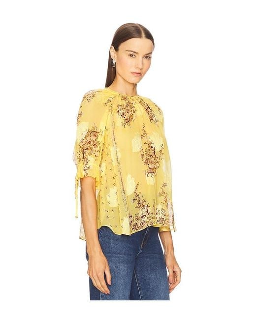 Ulla Johnson Blue Pippa Short Sleeve Blouse