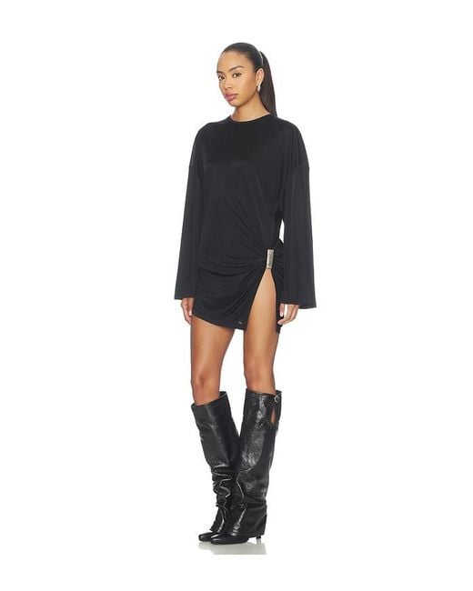 The Attico Black Drape Slit Mini Dress